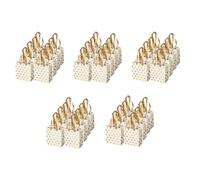 Pyugxab Pequeñas bolsas de regalo con asas de cinta, doradas, mini bolsas de regalo para cumpleaños, bodas, vacaciones de Navidad, graduación, baby shower, (puntos de metal, 40 paquetes en sueltos)