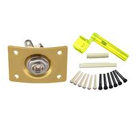 Pyugxab Sillín de tuerca de guitarra acústica de 6 cuerdas + 2 bobinadores de cuerdas + 12 de puente con conector cuadrado de entrada de salida de 1/4