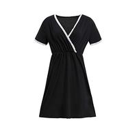 Pyugxab Vestido de maternidad para mujer, vestido casual de lactancia, pijama de maternidad, vestido de noche de encaje, color negro, talla XL, Negro, XL