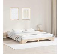 Pyvara Marco de cama de pino macizo, 200 x 200 cm, color natural, con somier de láminas para cama doble, marco estable, moderno marco de dormitorio para colchón Kaiser