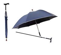 PYWJGZSX Paraguas, Paraguas de Viaje, Paraguas de Bastón 2 en 1, Paraguas de Bastón Portátil Ajustable en Altura, Paraguas de Bastón Multifunción Antideslizante a Prueba de Viento/Blue/87~96Cm/34~38In