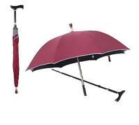 PYWJGZSX Paraguas, Paraguas de Viaje, Paraguas de Bastón 2 en 1, Paraguas de Bastón Portátil Ajustable en Altura, Paraguas de Bastón Multifunción Antideslizante a Prueba de Viento/Red/87~96Cm/34~38Inc