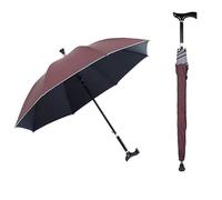 PYWJGZSX Paraguas, Paraguas de Viaje, Paraguas de Bastón, Paraguas de Bastón Multifuncional Ajustable en 5 Alturas, Paraguas de Bastón de Escalada Antideslizante/Brown/83~92Cm/33~36 Inch