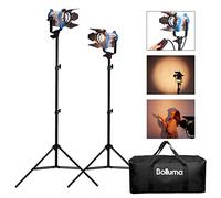PYXEL Profesional Fresnel de Tungsteno Luz Continua Pro Video luz del Punto 150W Kit: 2X 150W Spotlight, 2X Soporte de luz, 1x Bolsa de Trípode y Bombilla Halógena para Fotográfico Estudio