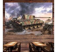 Pz.Kpfw.V German Panther Tank A Late, Vintage WWII Banner & Flag War Art Poster, armas y tanques de armadura pesada pinturas de pared para entusiastas militares y coleccionistas