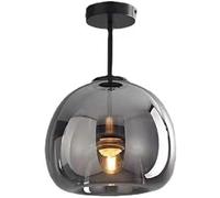 PZAOJAU Decoración de mediados de siglo para el hogar, moderna, montaje semiempotrado, lámpara de techo de cristal dorado ámbar, tallo industrial, gris ahumado, lámpara de pasillo para granja, comedor
