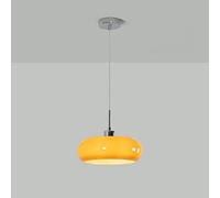 PZAOJAU Lámpara colgante de cristal de leche blanca de 11 "sobre el fregadero de la cocina Lámpara colgante de techo cromada de mediados de siglo Lámpara colgante de techo de vidrio naranja dorado nór