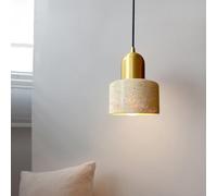 PZAOJAU Lámpara Colgante De Mármol Dorado - Cilindro De Sombra De Piedra Natural Nórdica Para Isla De Cocina - Retro Lámpara De Araña De Mediados De Siglo