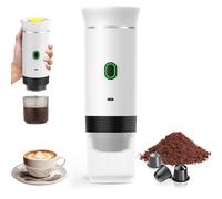 PZCC Cafetera Portatil, Cafetera Portátil Cápsula de Espresso 3 en 1, Autocalentamiento de 2a 6 Minutos, Para Cápsulas Pequeñas o Grandes y Café Molido, Cafetera Portátil para Oficina y Hogar (Blanco)