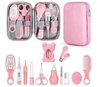 PZCC - Kit de aseo para bebé, 12 accesorios esenciales para el cuidado del bebé, con termómetro digital, peine y corte de uñas, kit de regalo, regalo de nacimiento para niña y niño (rosa)