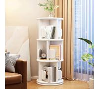 PZEOB Bartita giratoria de 5 Niveles para un Espacio pequeño 360 ° Torre de estantería giratoria, Estante de Libro en pie de Madera Redonda con sujetalibros