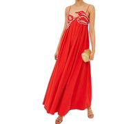 PZEOB Vestido Bordado de Pescado Correas Ajustables Vestido de Correa Larga Koi Fish Vestido Largo sin Mangas Vestido Maxi para Mujer Vestido Maxi Fluido