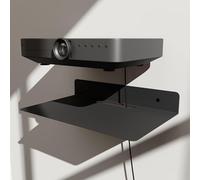 PzewMo Estante flotante de metal para montaje en pared, estante para proyector, caja de cable de TV, router, altavoz, barra de sonido, cámara, juegos, exhibición de decoración (negro, 12.6 x 7.9