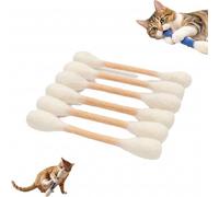 pziutdema 6 bastoncillos de algodón gigantes, hisopos de algodón gigantes, hierba gatera, juguetes interactivos, masticables para gatos, entrenamiento dental, varillas para el cuidado dental (beige)