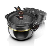 PZJDFDC Olla para Sopa, Stock Olla, Cacerola De Acero Inoxidable De 8 Cuartos con Tapa De Vidrio Y Canasta Vaporera, Olla Doméstica Antiadherente, Olla para Cocinar Fideos De Gran Capacidad