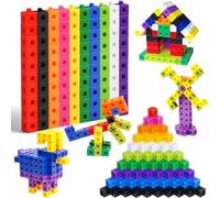 PZJOALN Cubos para Juego Matemático,100 Piezas Contando Manipulativos Matemáticas, con Tarjetas de Preguntas para Mejorar Las Habilidades matemáticas