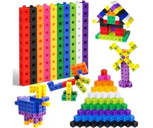 PZJOALN Cubos para Juego Matemático,100 Piezas Contando Manipulativos Matemáticas, con Tarjetas de Preguntas para Mejorar Las Habilidades matemáticas