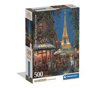 Clementoni - Puzzle adulto 500 piezas 'Night at the Eiffel Café' Compact Box 35577