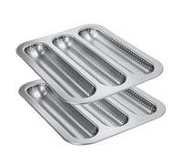 Pzmjwkyn Molde para Baguette - Bandeja Para Hornear Perforada Antiadherente De 3 Cavidades,2 Piezas Molde Para Baguette Francesa,Para Cocinar A Diario Y Preparar Comidas Al Aire Libre Y En El Hogar