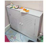 PZOFERLIN Cubierta para radiador con Cuerpo de Fibra Radiator Cover Cabinet Shelf with 2 Doors Large Countertop Reinforced Horizontal Bars White Multiple Sizes(L60*H60*T25cm)