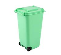 PZOFERLIN Papelera Mini bote de basura de escritorio de plástico, 4 colores, 15,5x10x8cm con tapa, 1 paquete(Green)