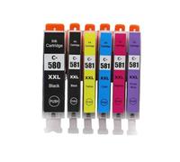PZPSEQGM Cartucho de Tinta Compatible 580xxl 581xxl PGI580 CLI581 Funciona con TS6150 TS6151 TS6250 TS6251 TS6350 TS6351 TS8150 Printers(1Set 6PCS)