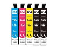 PZPSEQGM Cartucho de Tinta Compatible 604xl T604XL T 604 XL para Impresora XP-2200 2205 3200 3205 4200 4205 WF-2910 2935 2930 2950DWF(5 Pcs)