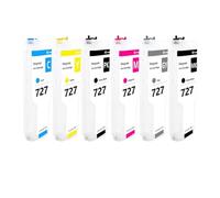PZPSEQGM Cartucho de Tinta Recargable con Chip Permanente 300 ml Compatible con 727 727xl para DesignJet T920 T930 T1500 T1530 T2500 T2530 Impresoras(727XL - 1 Set(6 PCS))