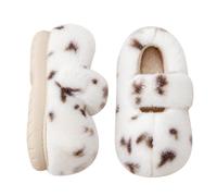 PZPUE Pantuflas mullidas para mujer, zapatos antideslizantes Mary Jane con | Parte superior de piel sintética de felpa, correa ajustable de y suela TPR de 3 cm para una comodidad cálida en interiores y