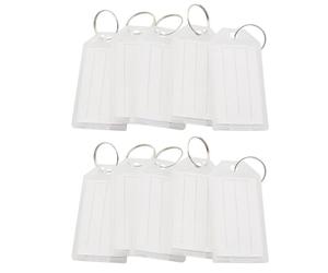 PZRT 10 tarjetas de información de plástico transparente con tapa abatible de 2.2 x 1.1 pulgadas, etiquetas de nombre de doble cara para carga para unidades flash USB, tazas de agua, suministros de