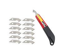 PZRT Gancho cuchillo PVC acrílico Junta plástico plexiglás gancho cuchillo herramienta de corte con 10 cuchillas de repuesto 161 x 25 x 11 mm