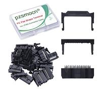Pzsmocn 20 Juegos IDC 2 * 7 Doble Fila Adaptador Receptáculo Rectangular FC Negro Cavo de Crimpado Conjunto de Tres Piezas 2,54mm paso, Conector de Terminal FC-hembra 14 Pines, para Cable Plano JTAG.