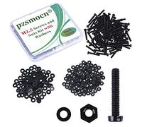 Pzsmocn 300 Piezas/100 Juegos M2,5*16 mm Tornillos de Cabeza Redonda Cruzada de Nailon Negro Plástico Tuerca Hexagonal con Arandela Aislante, Tamaño Estándar para Bricolaje y Ensamblaje Electrónico.