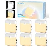 PZSUNLY Luz Nocturna con Sensor de Movimiento - 6 Piezas Lámpara LED Recargable USB Ajustables,Luces con 3 Modos, Luces Inalámbricas para Habitación Infantil, Escaleras, Pasillo y Cocina