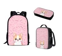 Pzuqiu 3 mochilas para estudiantes con bolsa de almuerzo, caja de lápices para niños, jardín de infantes, primaria, escuela secundaria, bolsa de libros de dibujos animados, Hueso de gato