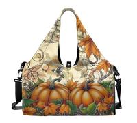 Pzuqiu Bolsa de gimnasio deportiva de calabaza de Acción de Gracias con compartimento para zapatos, plegable, ligera, bolsa de hombro para yoga y entrenamiento, ejercicio de fitness