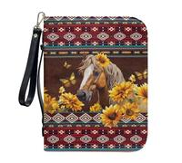 Pzuqiu Bolsa de mano para la Biblia con correa para el hombro para mujer, gran capacidad, accesorios cristianos L-2XL, Girasol de caballo azteca, XL-11.2"x8"x2.2"