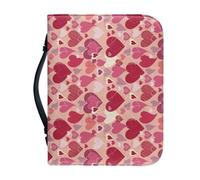 Pzuqiu Bolsa de piel sintética con asa para la Biblia para mujeres y niñas, bolsa portátil para suministros de estudio bíblico, Corazón de San Valentín, L-10.2"x7"x1.9"