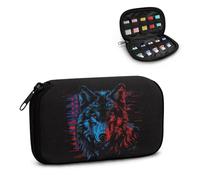 Pzuqiu Cool Wolf - Estuche de almacenamiento USB con 10 ranuras, organizador portátil para unidad de pulgar, soporte universal para almacenamiento USB, accesorios electrónicos