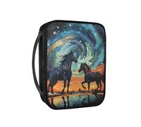Pzuqiu Funda de poliuretano para la Biblia, bolsa de transporte de Biblia portátil para estudio de la Biblia, actividades religiosas, Galaxy Space Horse, Talla única