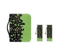 Pzuqiu Funda para Biblia para mujeres y niñas, de piel sintética, funda protectora para libro bíblico con asa y marcapáginas, Nota de hierba de la suerte de San Patricio, XL-11.2"x8"x2.2"