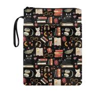 Pzuqiu Fundas para libros de tapa dura para escuela secundaria, para niñas, bolsa portátil con bolsillo frontal, Patrón de libro, 1 pack