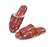 Pzuqiu Pantuflas de casa para mujer, con puntera abierta, cálidas, acogedoras, suaves, ligeras, de espuma viscoelástica, para interiores, zapatos de casa para dormitorio, Pingüino de Navidad, 44/45 EU