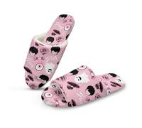 Pzuqiu Pantuflas de casa para mujer, con puntera abierta, cálidas, acogedoras, suaves, ligeras, de espuma viscoelástica, para interiores, zapatos de casa para dormitorio, Halloween Cute Ghost, 44/45