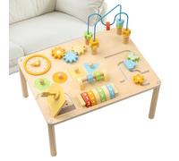 Pzuryhg Activity Table, Learning Table, Wooden Educational Toy with Shape Sorter, Bead Maze, Preschool Toy For Boys, Girls, Kids, Daycare, Cognitive Skills, Fine Motor, Early Fun, 39.5x29.5x33cm