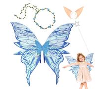 Pzuryhg Alas de mariposa para niñas | Viste alas de ángel de mariposa con guirnalda floral y orejas de, accesorios de disfraz de cosplay para bodas, cumpleaños, fiestas de maquillaje, juegos de