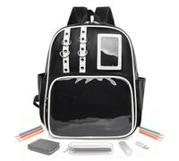 Pzuryhg Backpack - PU Badge Display Organizer Bag, Clear Window Pin Showcase Purse with Adjustable Shoulder Strap Design, Protective Transparent Panel Feature, Ideal for Travel Hiking Sports Events