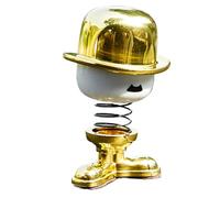 Pzuryhg Car Dashboard Figurine - Classic Spring Head Doll, Animated Retro Ornament with Flexible Bounce Movement Decorative Toy, Fun Vehicle Accessory, Ideal for Auto Interior Tables Gift Display