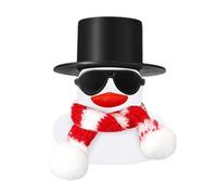 Pzuryhg Christmas Rubber Duck Toy, Car Dashboard Decoration with Hat Scarf and Sunglasses, Squeaky Floating Duck for Bath or Holiday Decor, Cute Mini Ornament for Vehicle Home or Office Display