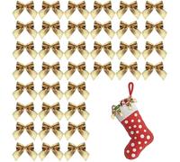 Pzuryhg Christmas Tree Bows - 36 Pieces Mini Party Decor, Holiday Bow Ornaments, Fade Resistant Ribbon Design, Ideal for Garland Wreath Crafts Indoor Outdoor Mantel Wall Window Door
